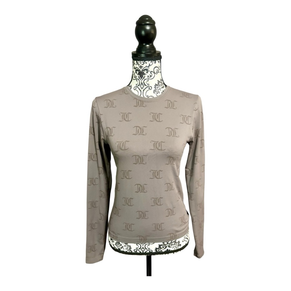 JUICY COUTURE SLEEPWEAR Logo Taupe Long Sleeve Top